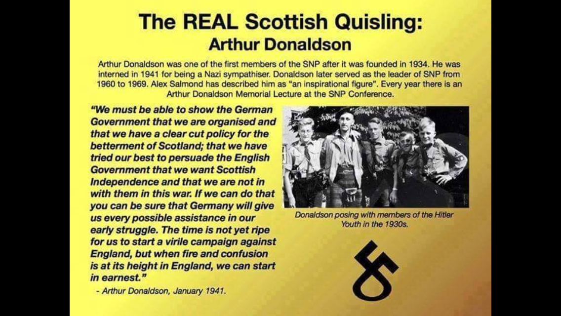 Mi5 File reveals SNP & leader Arthur Donaldson plotted to set up a puppet Nazi government in Scotland against the will of the people – Unknown.Onion